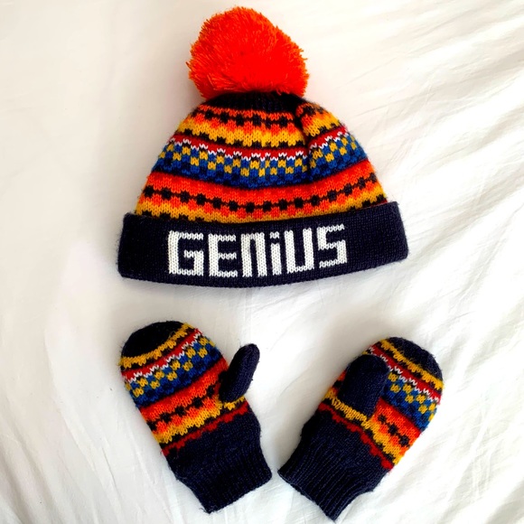 The Children's Place Other - Children’s Place winter hat & mitten set, genius, colorful knit, fleece lining